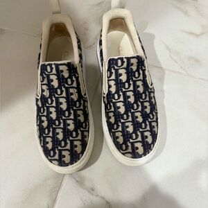 Dior Navy and Cream Slip-On Shoes
